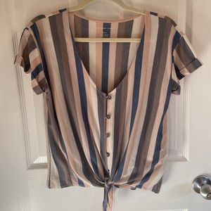 American Eagle Tie Front Vertical Striped Top
